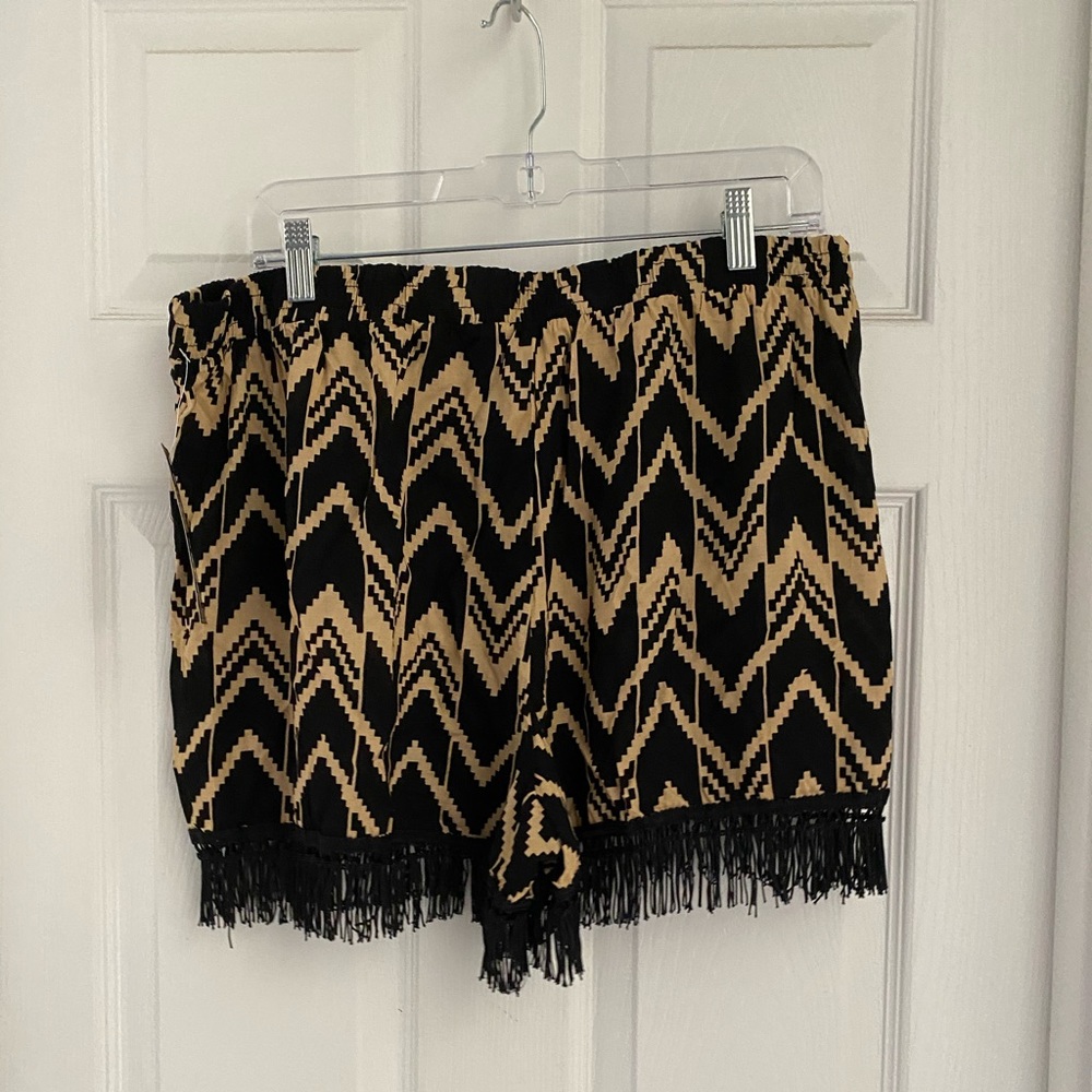 Tribal Print Fringe Shorts 3xl